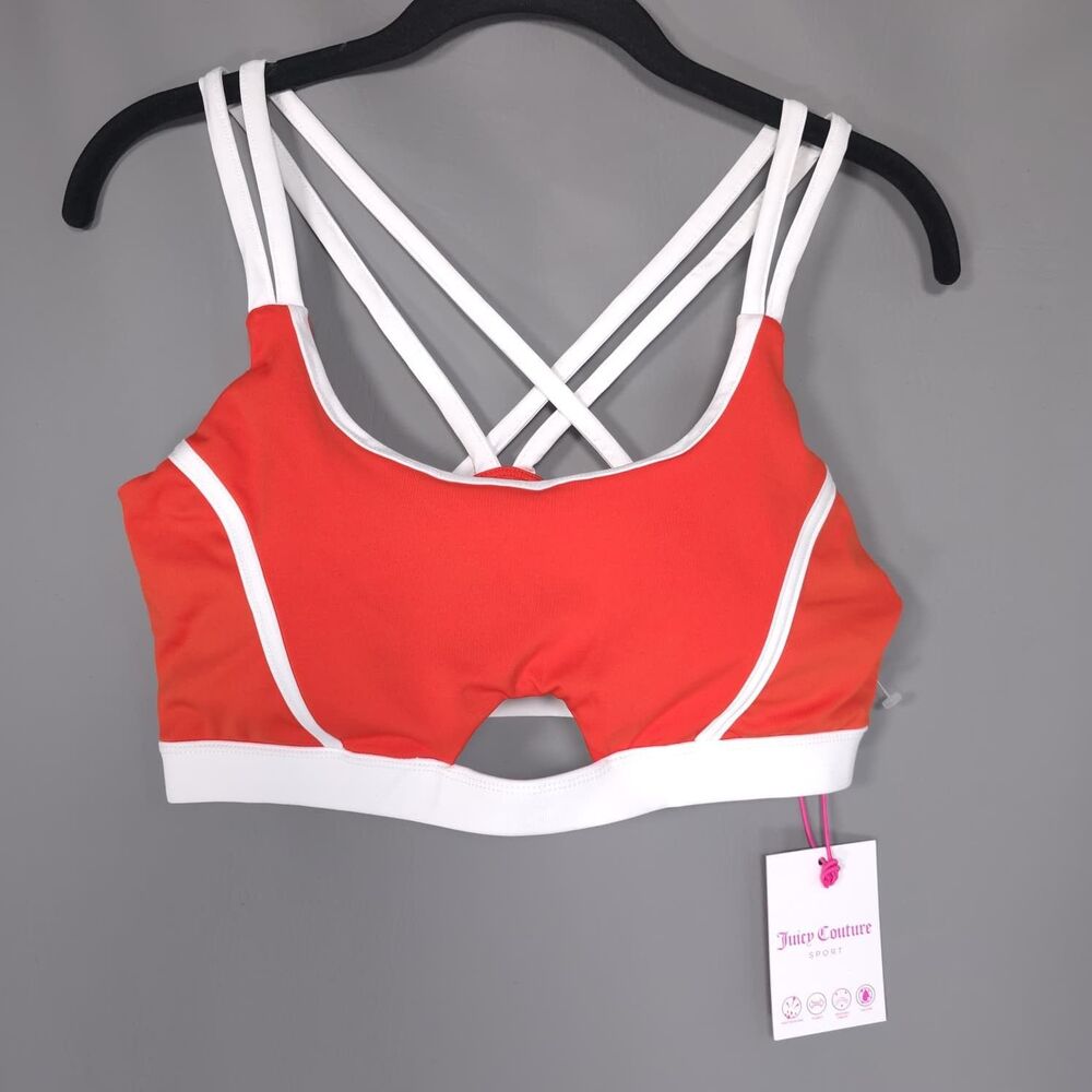JUICY COUTURE‎ Womens New Bra Sport Strappy Cutout Moisture Wicking LARGE JC203